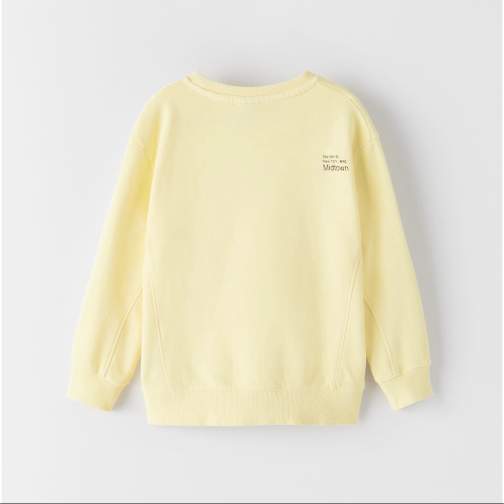 Zara Yellow Slogan Sweatshirt with Seam Detail and Vintage Graphic 10 Kids NWT - Picture 4 of 8